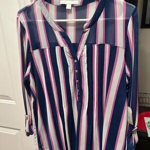 Juniper + Lime striped blouse NWT